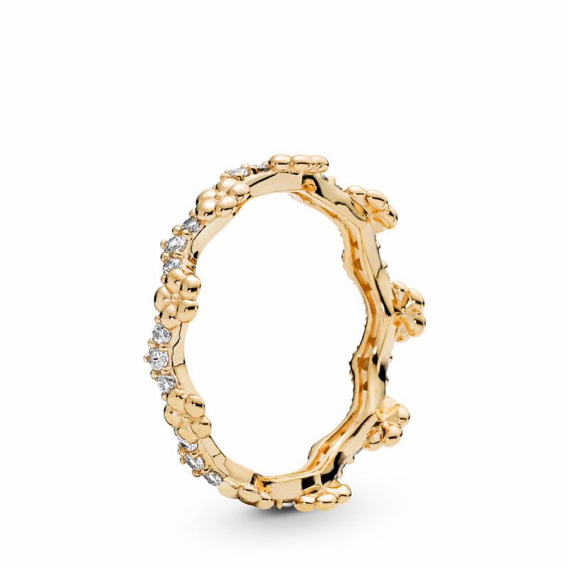 Pandora Shine™ Flower Crown Stackable Ring Ireland - 18ct Gold Plated/Cubic Zirconia - 839672LZV